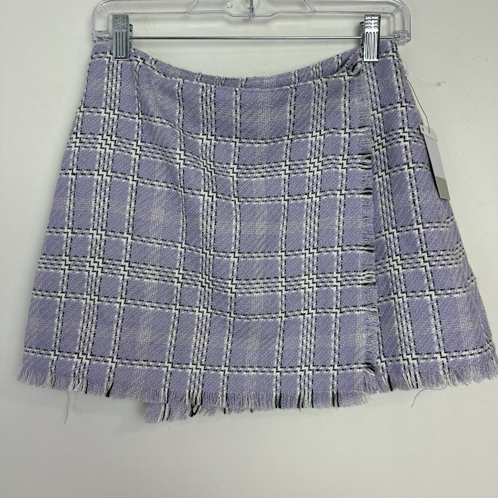 Y2K 90s‎ Purple Tweed Mini Skirt Plaid Coquette Clueless Preppy Classic Med NWT
